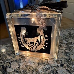 Horse Themed Illuminated Glass Block Decor